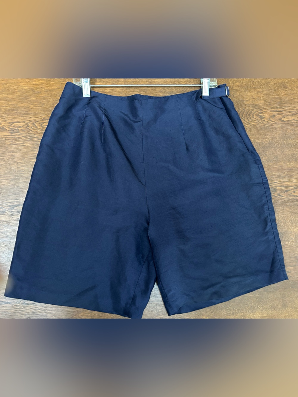 Women’s All Silk Navy Dressy Shorts. Perfect summer wear. Luxurious feel.